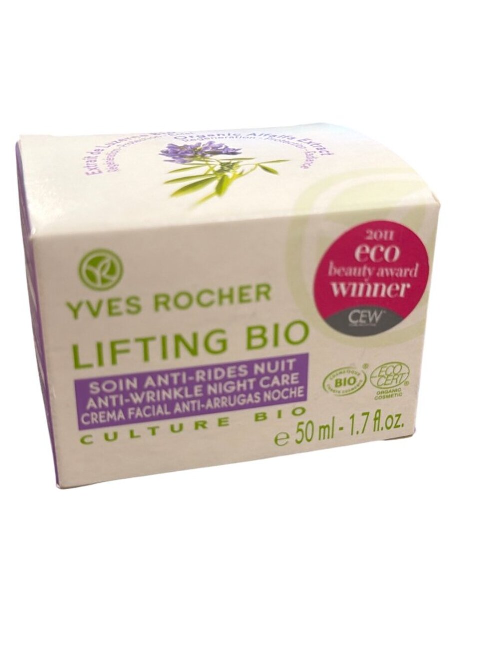 Yves Rocher Lifting Bio Anti-Wrinkle Night Care 50ml Organic Skincare Boxed